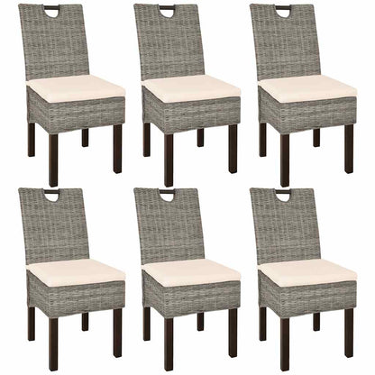 vidaXL Chaises de salle à manger 6 pcs. Rotin Kubu Bois de manguier