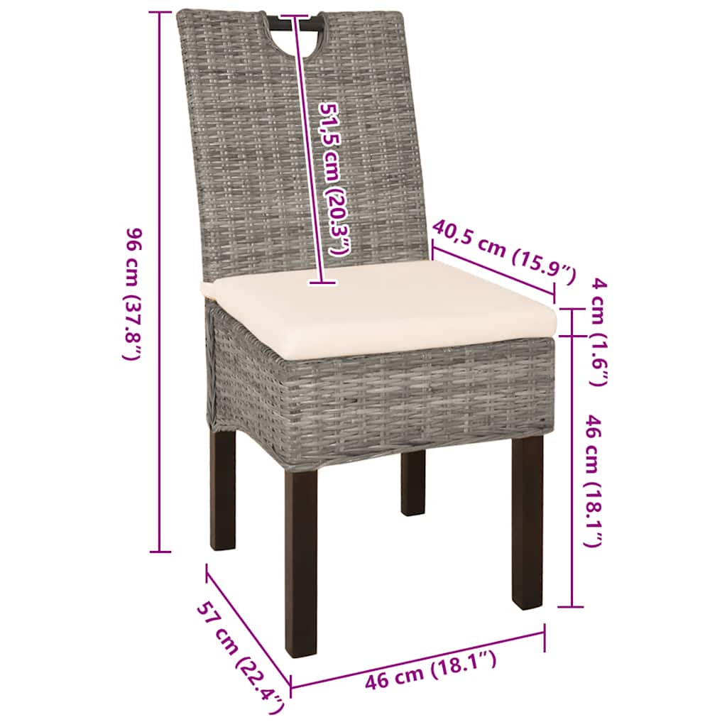 vidaXL Chaises de salle à manger 6 pcs. Rotin Kubu Bois de manguier