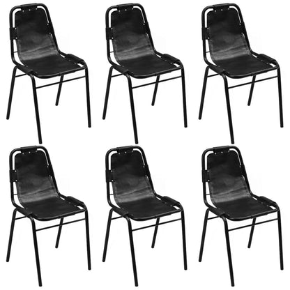 vidaXL Chaises de salle à manger 6 pcs Cuir véritable Noir