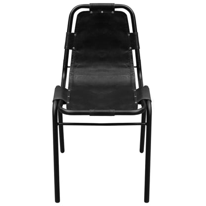 vidaXL Chaises de salle à manger 6 pcs Cuir véritable Noir
