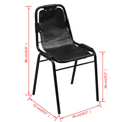 vidaXL Chaises de salle à manger 6 pcs Cuir véritable Noir
