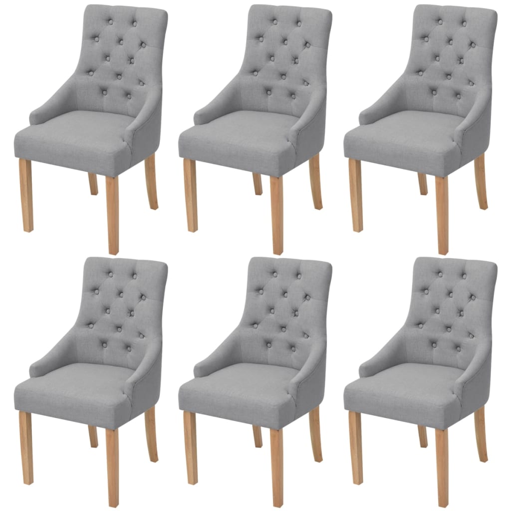 vidaXL Chaises de salle à manger 6 pcs Gris clair Tissu