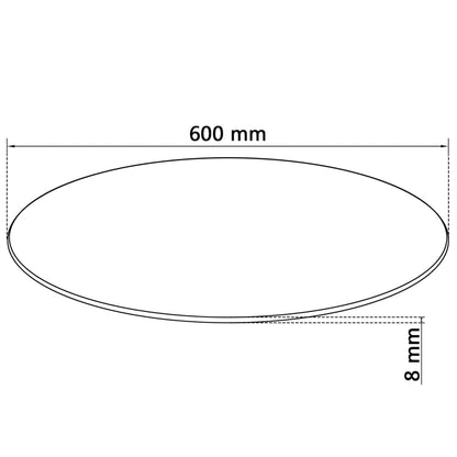 vidaXL Plateau de table en verre trempé rond 600 mm
