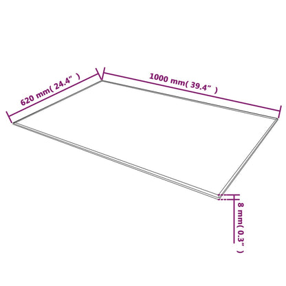 vidaXL Plateau de table en verre trempé Rectangulaire 1000 x 620 mm