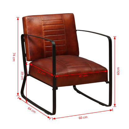 vidaXL Loungesessel Braun Echtleder