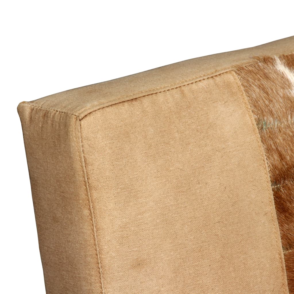 vidaXL Loungesessel Creme Echtes Ziegenleder und Canvas