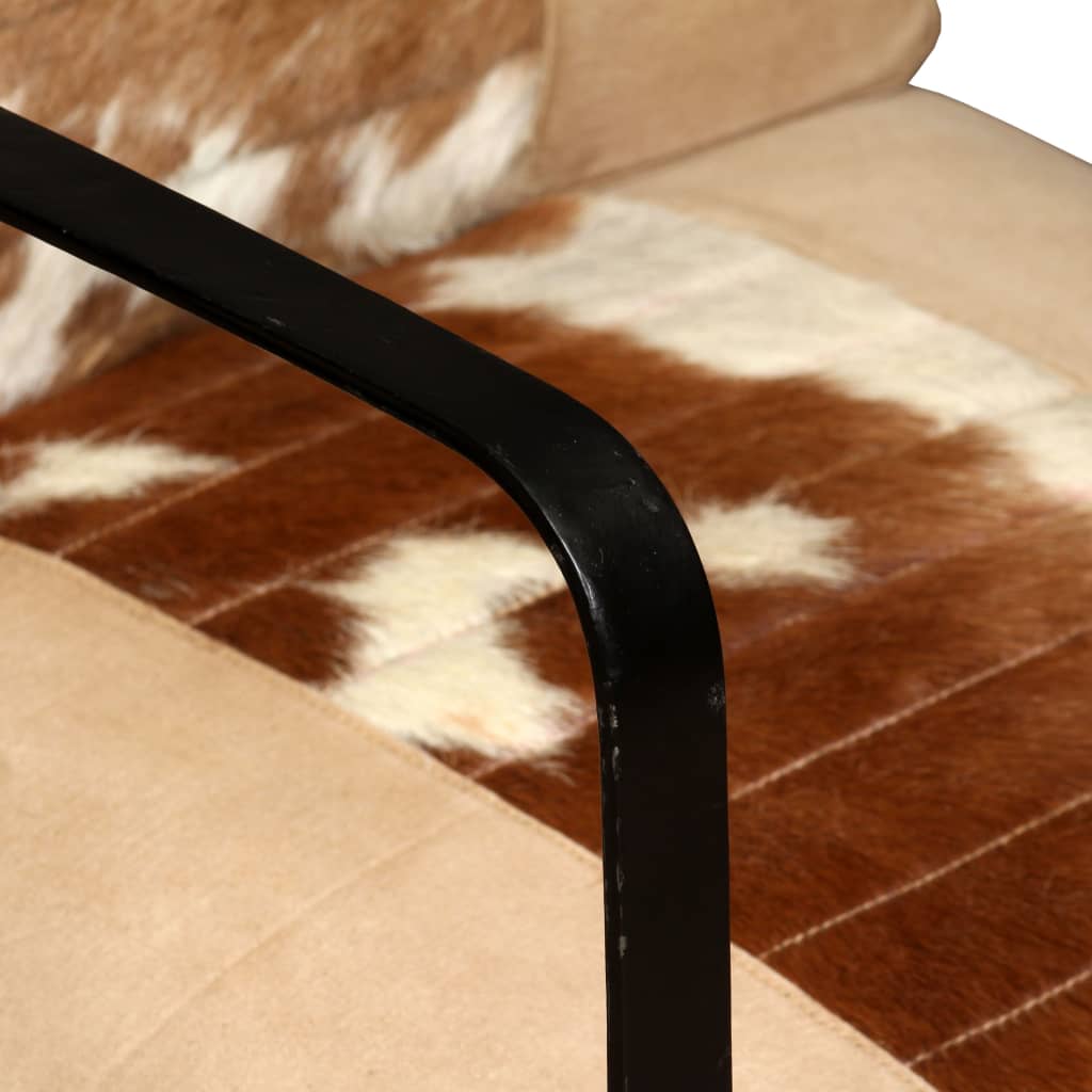 vidaXL Loungesessel Creme Echtes Ziegenleder und Canvas