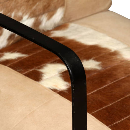 vidaXL Loungesessel Creme Echtes Ziegenleder und Canvas