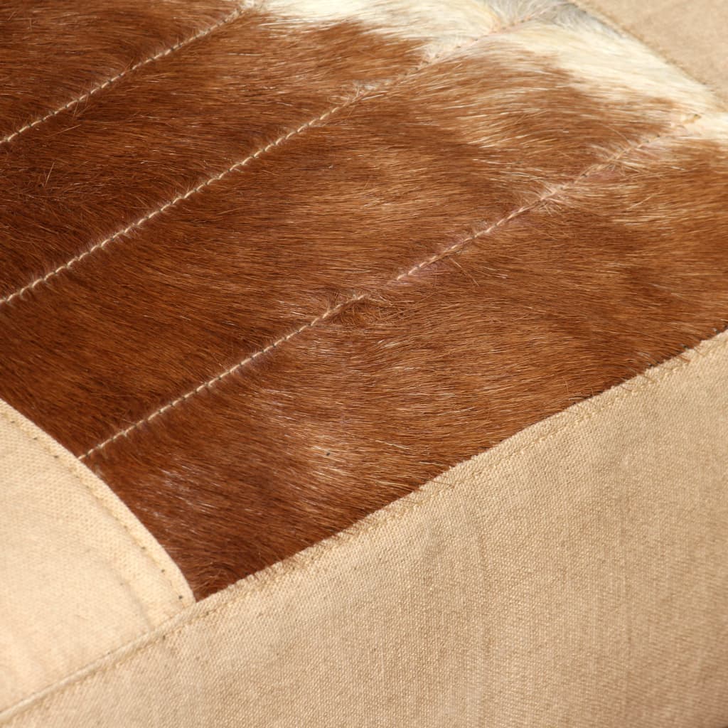 vidaXL Loungesessel Creme Echtes Ziegenleder und Canvas