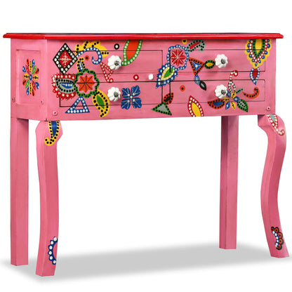 vidaXL Konsolentisch Massivholz Mango Rosa Handbemalt