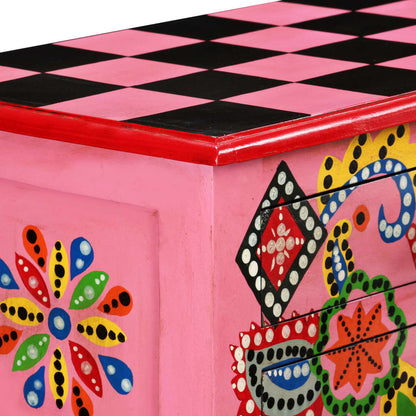 vidaXL Konsolentisch Massivholz Mango Rosa Handbemalt