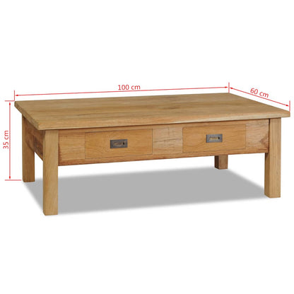 vidaXL Table basse en teck massif 100x60x35 cm