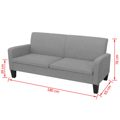 vidaXL Sofa 3-Sitzer 180x65x76 cm Hellgrau