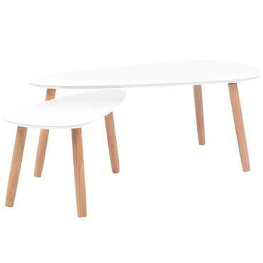 vidaXL Lot de 2 tables basses en pin massif blanc