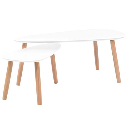 vidaXL Lot de 2 tables basses en pin massif blanc