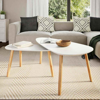 vidaXL Lot de 2 tables basses en pin massif blanc