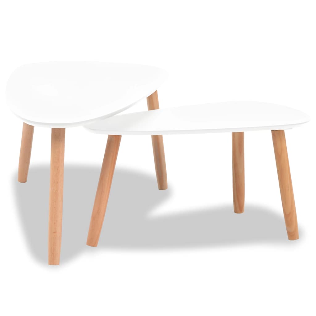 vidaXL Lot de 2 tables basses en pin massif blanc