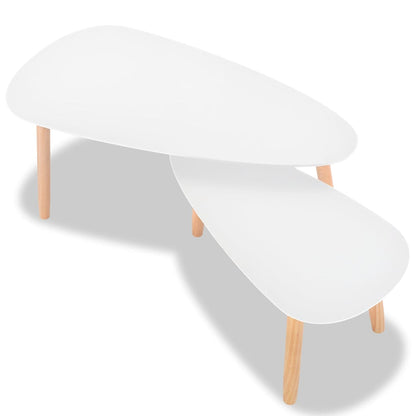 vidaXL Lot de 2 tables basses en pin massif blanc