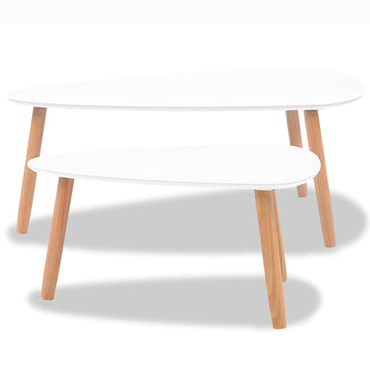 vidaXL Lot de 2 tables basses en pin massif blanc