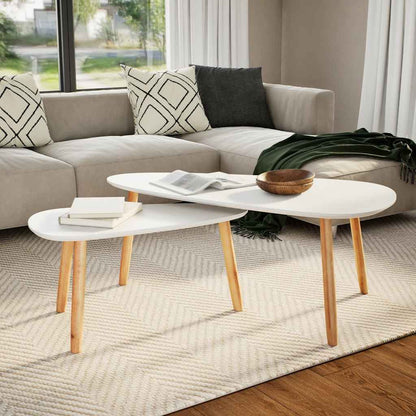 vidaXL Lot de 2 tables basses en pin massif blanc
