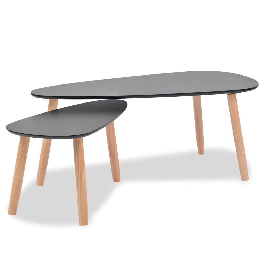 vidaXL Ensemble de 2 tables basses en pin massif noir