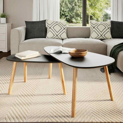 vidaXL Ensemble de 2 tables basses en pin massif noir