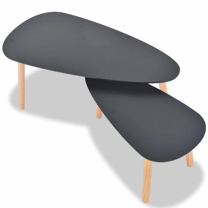 vidaXL Ensemble de 2 tables basses en pin massif noir