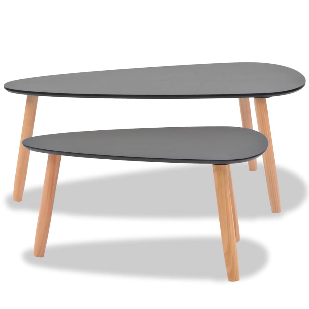 vidaXL Ensemble de 2 tables basses en pin massif noir