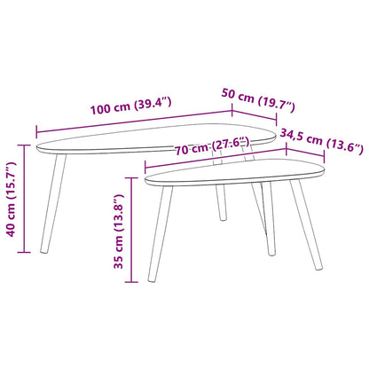 vidaXL Ensemble de 2 tables basses en pin massif marron