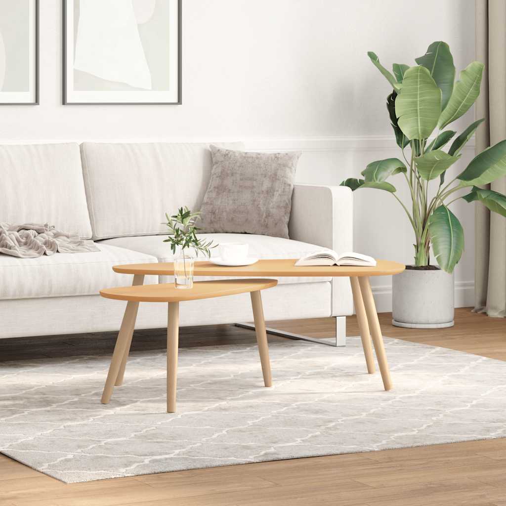 vidaXL Ensemble de 2 tables basses en pin massif marron