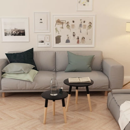 vidaXL Beistelltisch Set 2 Stk. Kiefernholz Massiv Schwarz