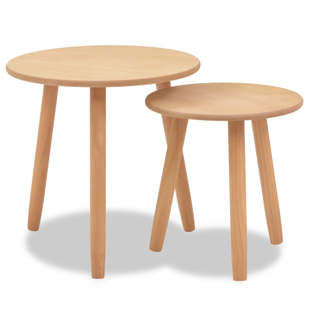 vidaXL Beistelltisch Set 2 Stk. Kiefernholz Massiv Braun