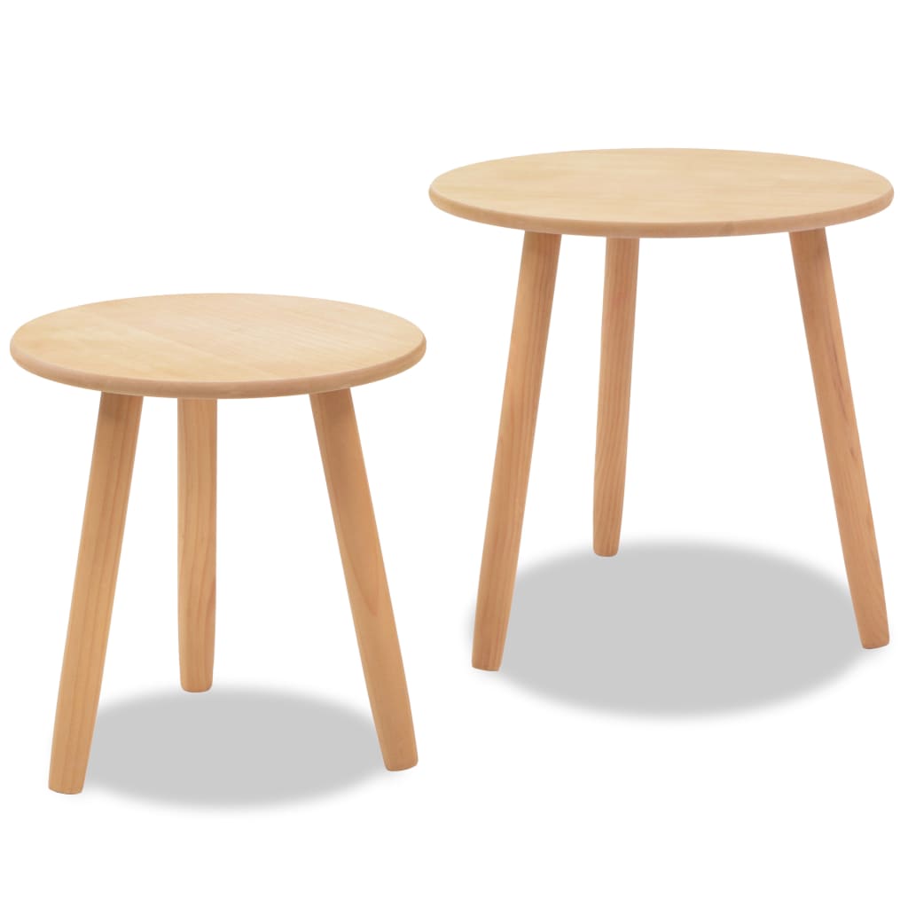 vidaXL Beistelltisch Set 2 Stk. Kiefernholz Massiv Braun