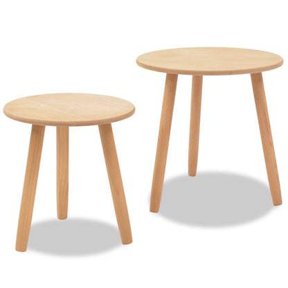 vidaXL Beistelltisch Set 2 Stk. Kiefernholz Massiv Braun