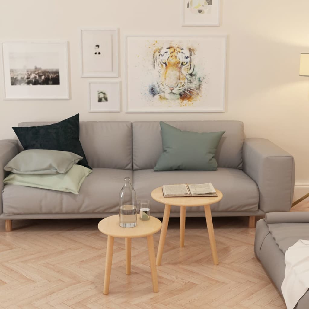 vidaXL Beistelltisch Set 2 Stk. Kiefernholz Massiv Braun