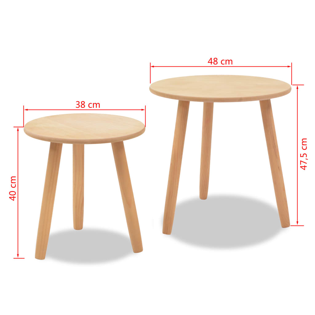 vidaXL Beistelltisch Set 2 Stk. Kiefernholz Massiv Braun