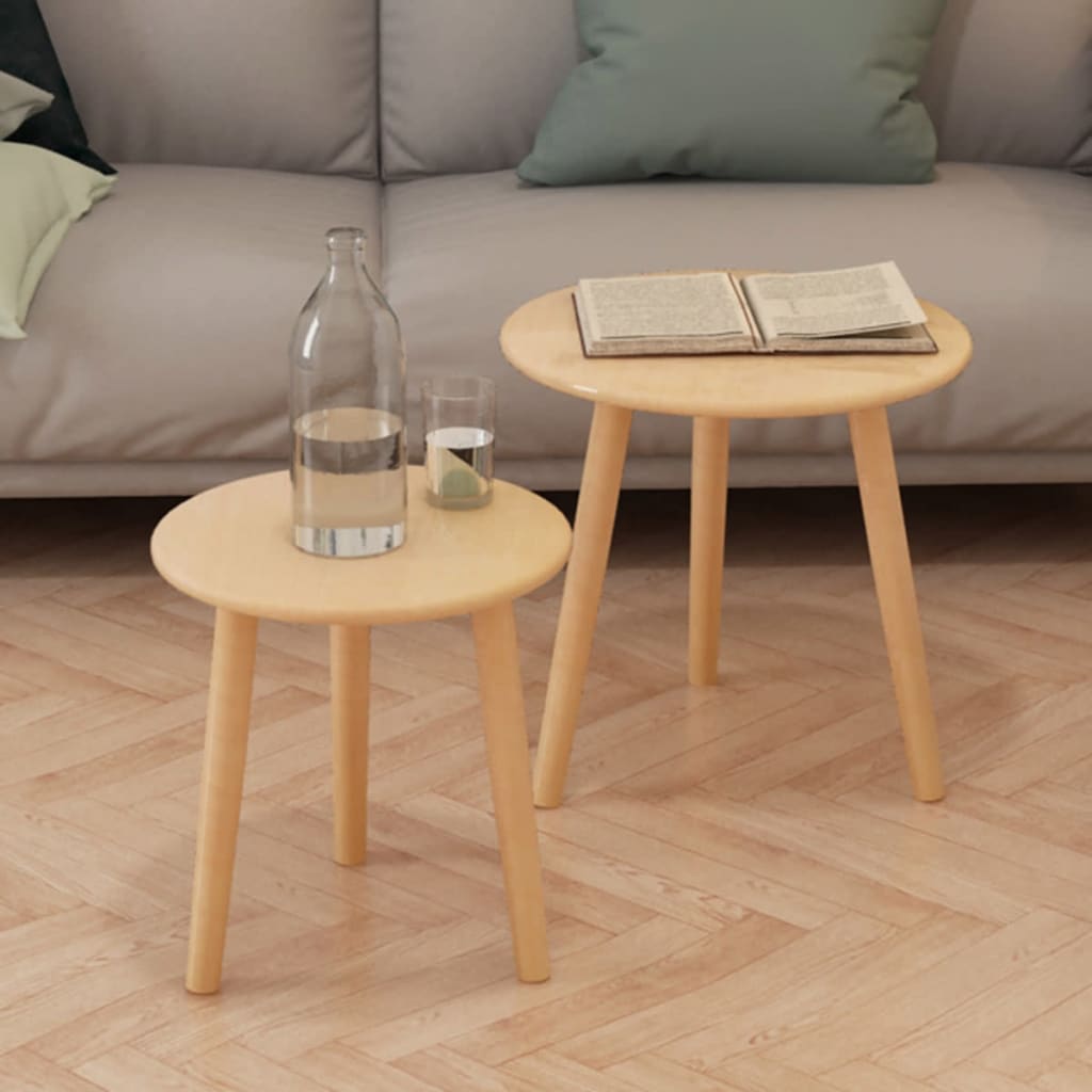 vidaXL Beistelltisch Set 2 Stk. Kiefernholz Massiv Braun