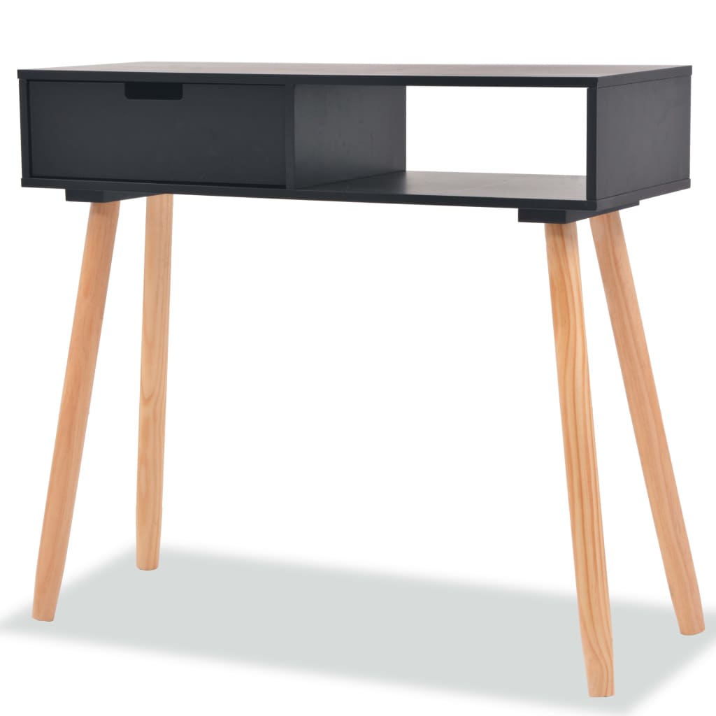 vidaXL Konsolentisch Kiefernholz Massiv 80 x 30 x 72 cm Schwarz