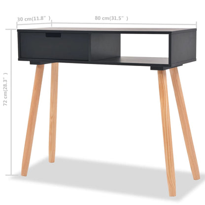 vidaXL Konsolentisch Kiefernholz Massiv 80 x 30 x 72 cm Schwarz
