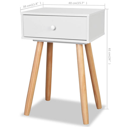vidaXL Tables de chevet 2 pcs Bois de pin massif 40x30x61 cm Blanc