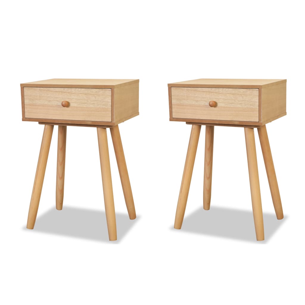 vidaXL Tables de chevet 2 pcs Bois de pin massif 40x30x61 cm Marron