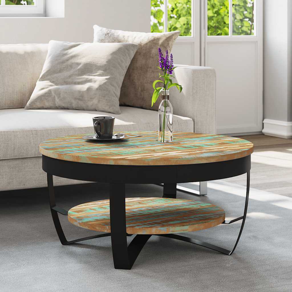 vidaXL Table basse avec rangement en bois de récupération massif 65x32 cm