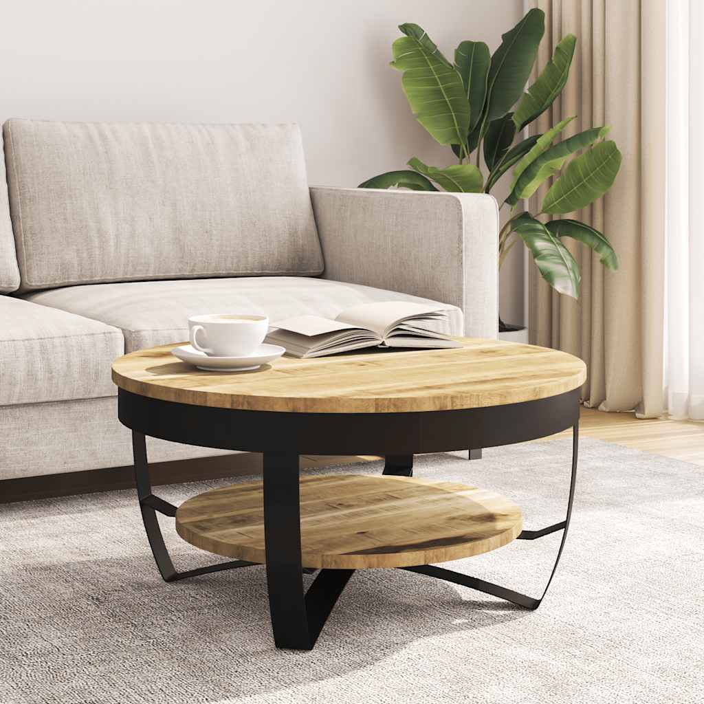 vidaXL Table basse en bois de manguier massif brut 65x32 cm