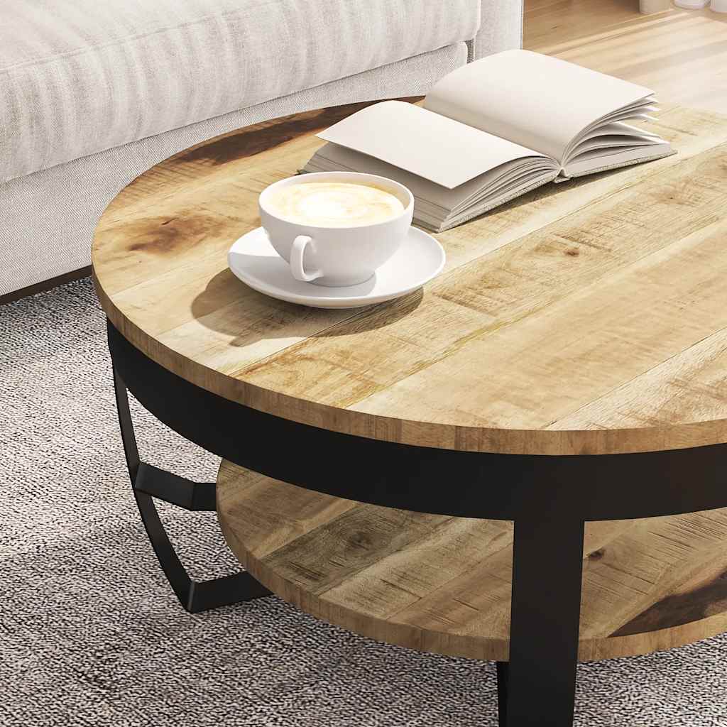 vidaXL Table basse en bois de manguier massif brut 65x32 cm