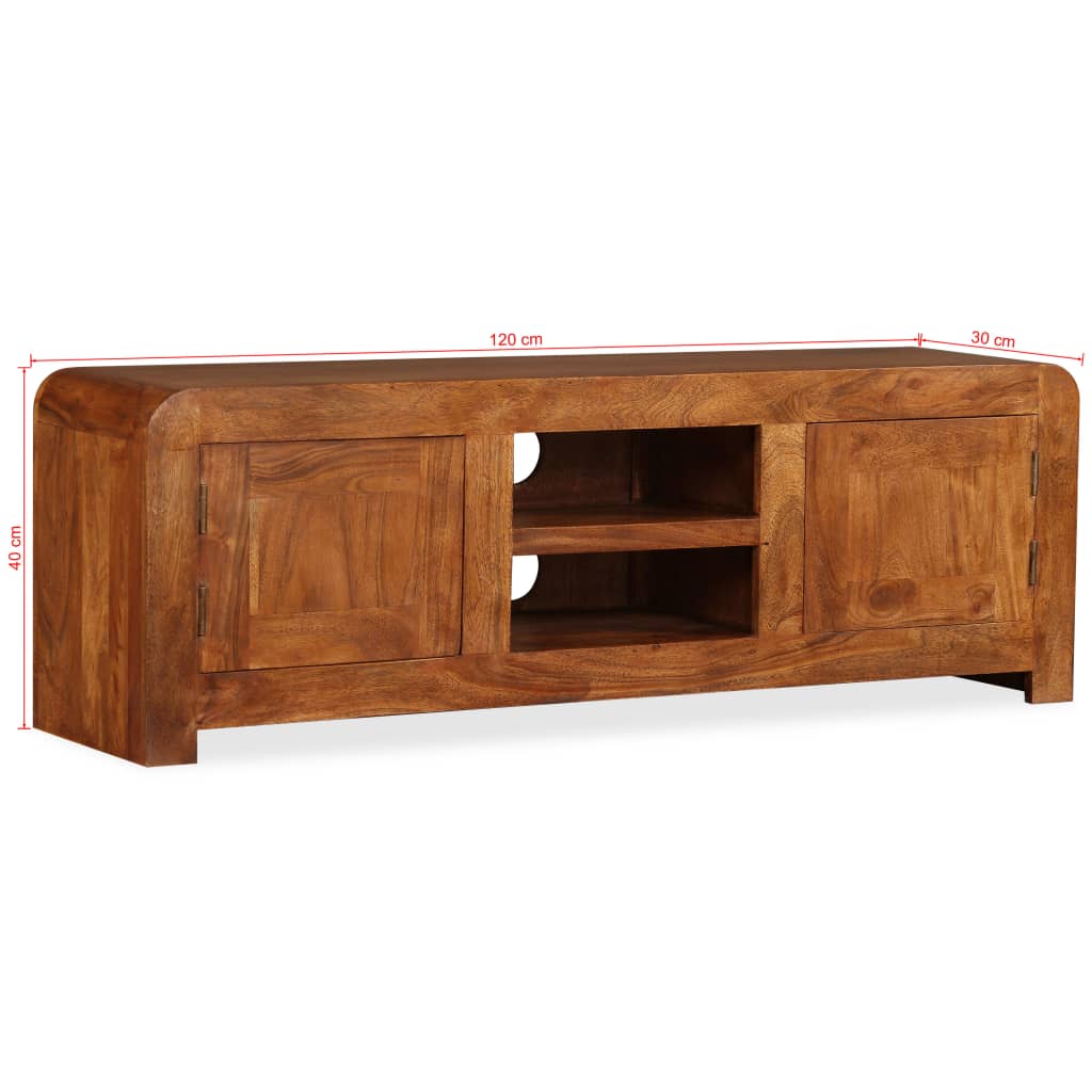 Meuble TV vidaXL en bois massif avec finition couleur miel 120x30x40 cm