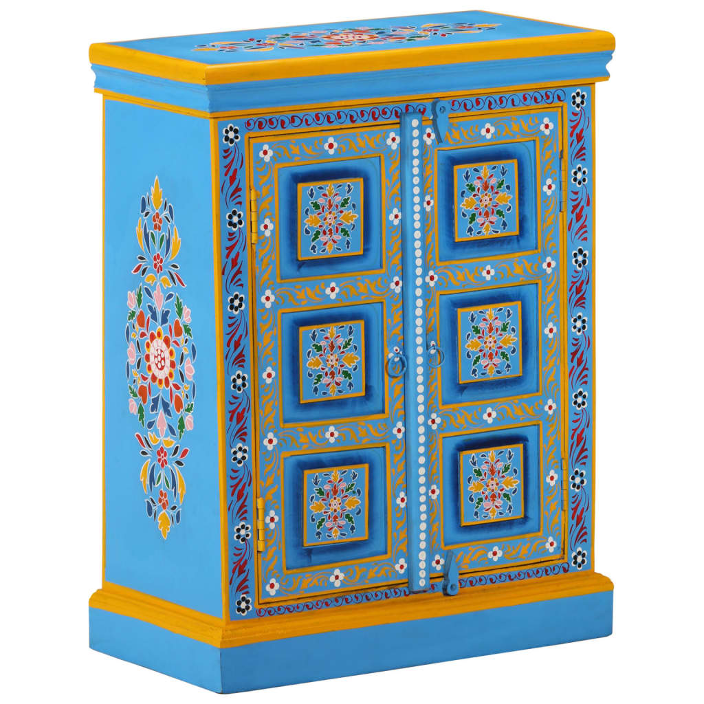 vidaXL Sideboard Massivholz Mango Türkis Handbemalt