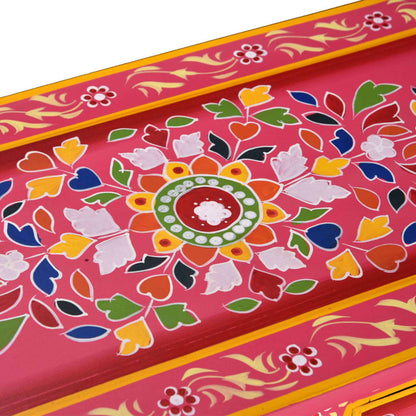vidaXL Sideboard mit Schubladen Massivholz Mango Rosa Handbemalt