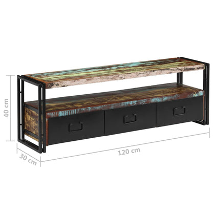 vidaXL Meuble TV en bois de récupération massif 120x30x40 cm