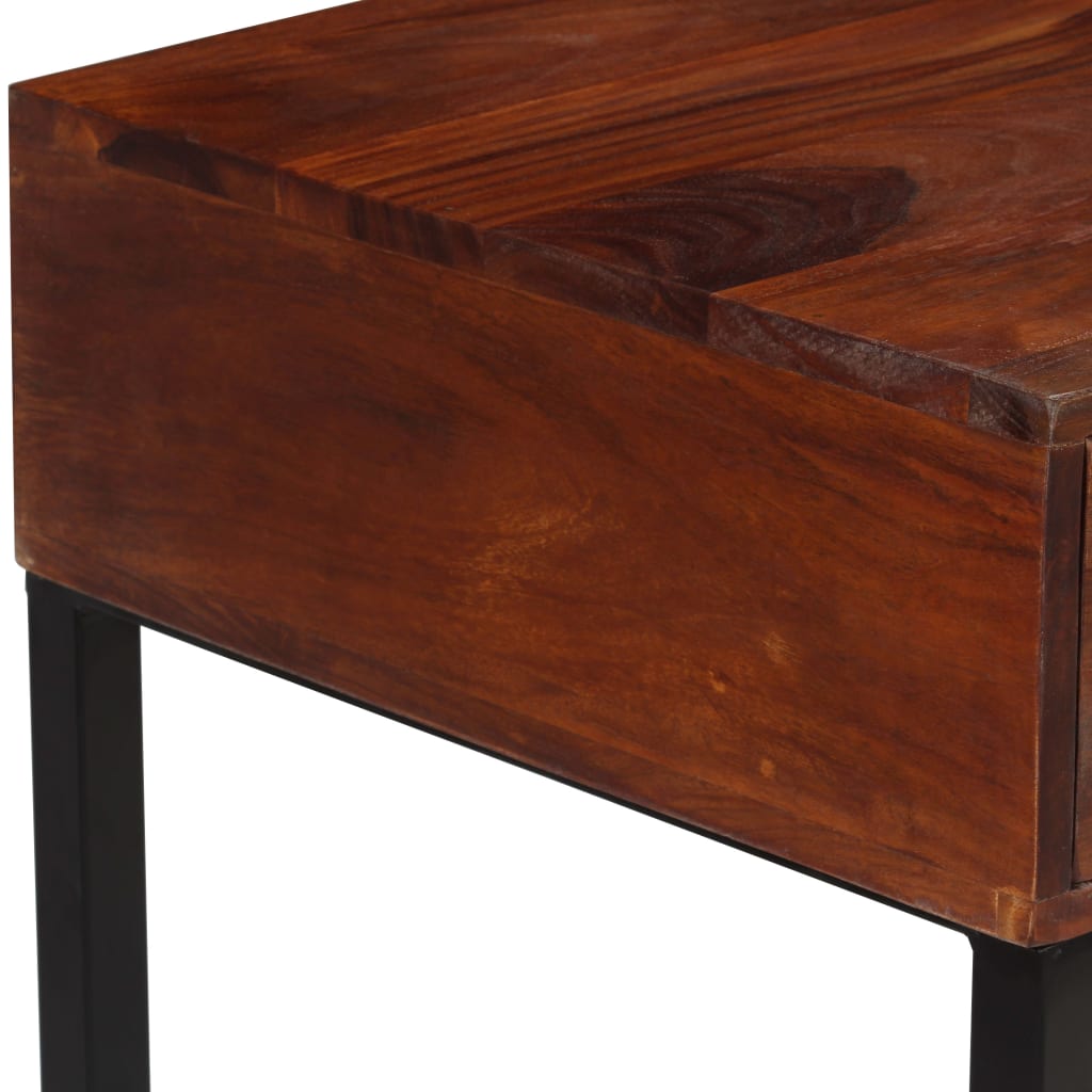 vidaXL Schreibtisch Massivholz Akazie und Echtleder 117x50x76 cm