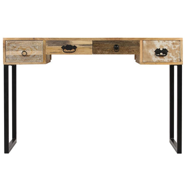 vidaXL Schreibtisch Mangoholz Massiv und Echtleder 117x50x76 cm